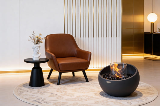Elementi Firenze bio-ethanol vuurschaal Slate Black met vlam