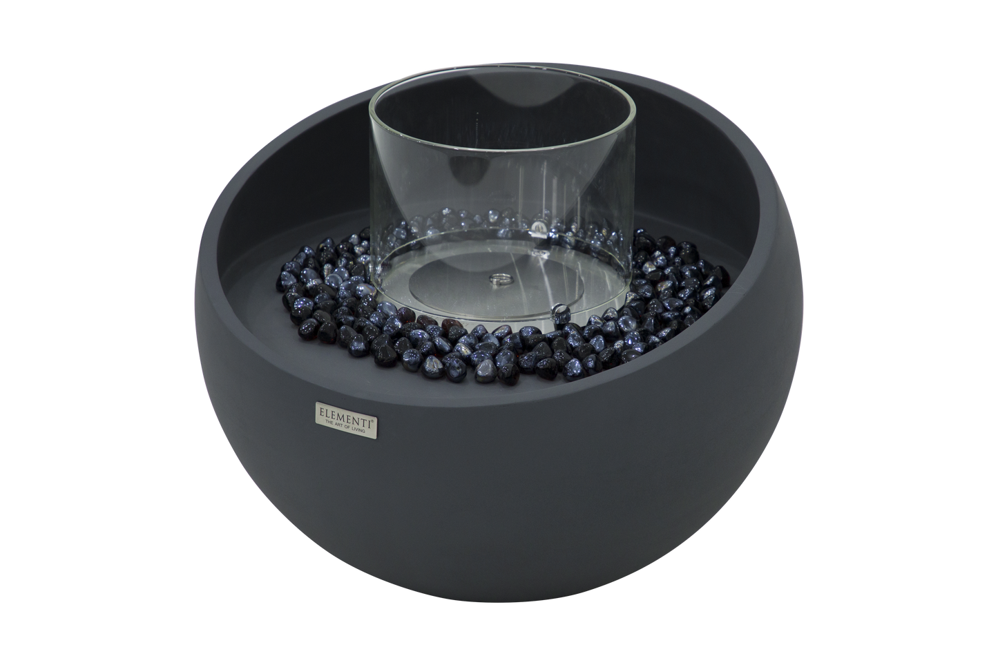 Elementi Firenze Slate Black bio-ethanol vuurschaal met glazen windscherm