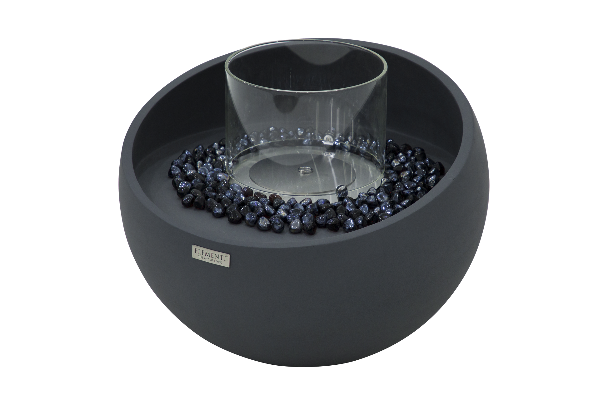Elementi Firenze Slate Black bio-ethanol vuurschaal met glazen windscherm