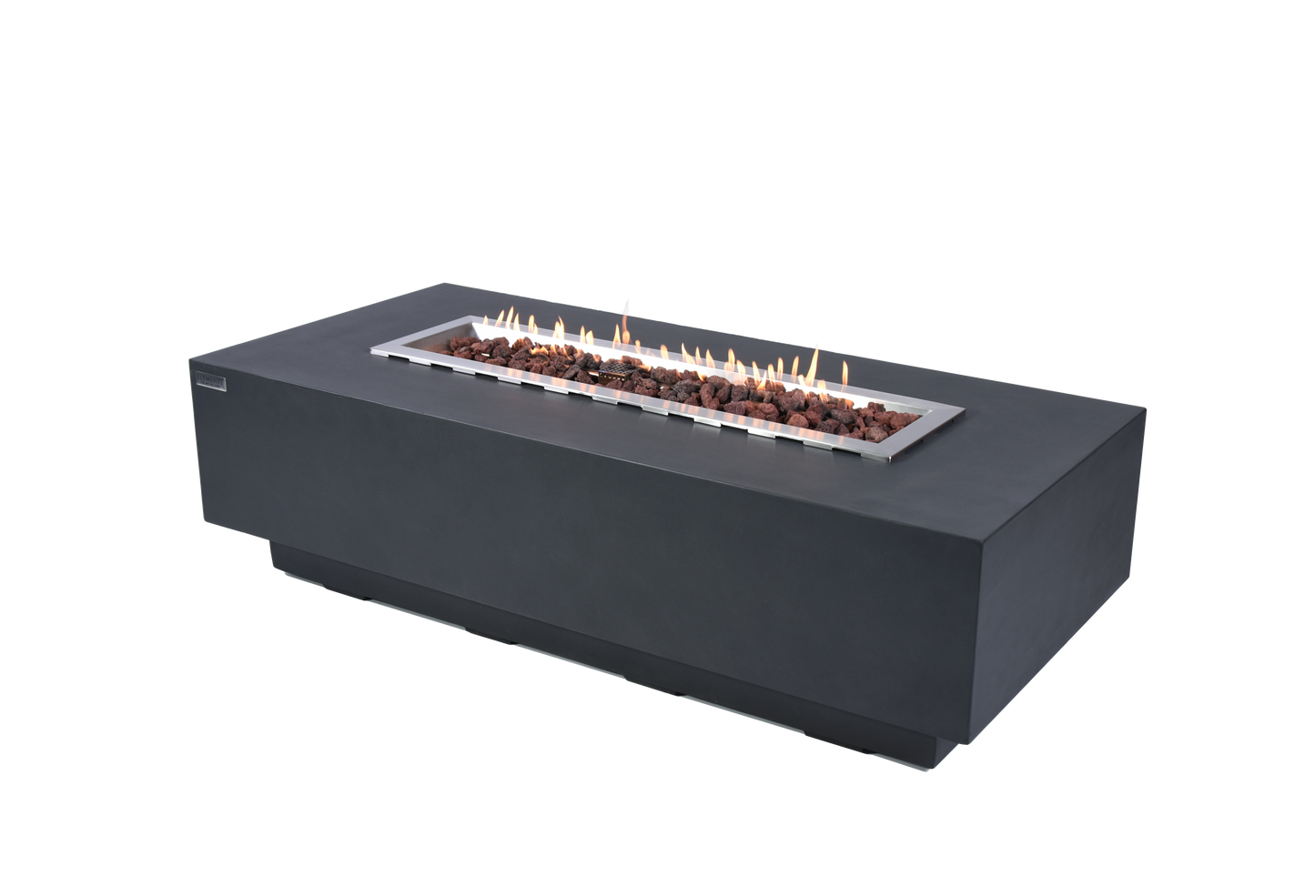 Elementi Granville Dark Grey rechthoekige vuurtafel op gas met lineaire vlam