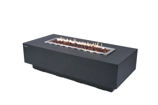 Elementi Granville Dark Grey rechthoekige vuurtafel op gas met lineaire vlam