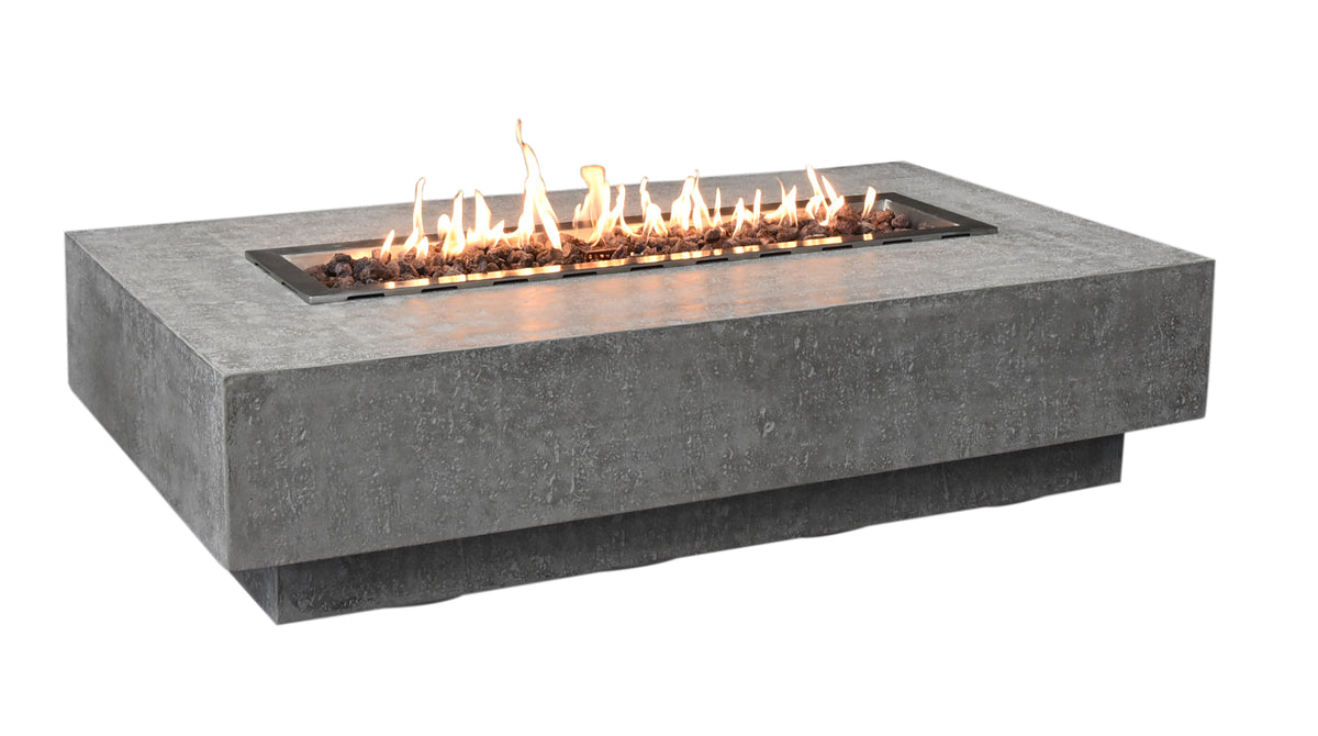 Seitenansicht des Elementi Hampton Light Grey Gas-Feuertischs