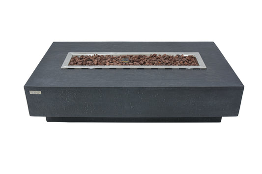 Elementi Hampton Dark Grey rechthoekige vuurtafel op gas zonder vlam