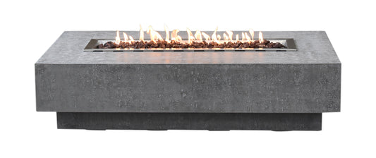Elementi Hampton Light Grey rechthoekige vuurtafel op gas met lineaire vlam
