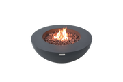 Elementi Lunar Bowl Dark Grey ronde vuurtafel op gas met vlam en lavastenen