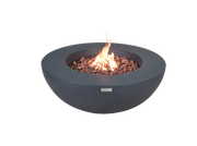 Elementi Lunar Bowl Dark Grey ronde vuurtafel op gas met roodachtige lavastenen