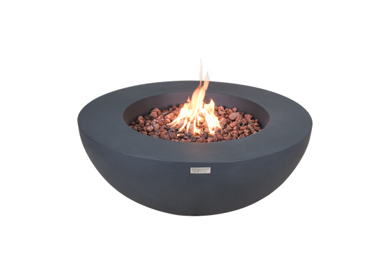Elementi Lunar Bowl Dark Grey ronde vuurtafel op gas met roodachtige lavastenen