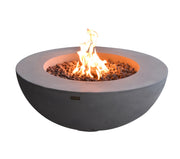 Elementi Lunar Bowl Light Grey ronde vuurtafel op gas met roodachtige lavastenen