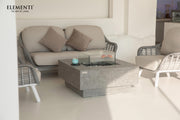Elementi Manhattan bio-ethanol vuurtafel in Space Grey in een moderne lounge