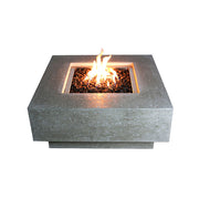 Elementi Manhattan Light Grey quadratischer Gas-Feuertisch mit rötlichen Lavasteinen