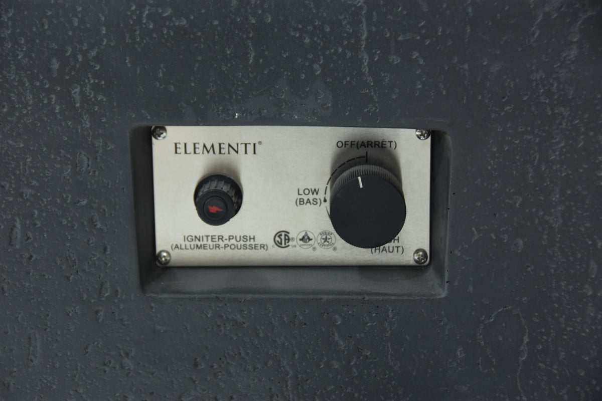 Bedienfeld des Elementi Metropolis Dark Grey Gas-Feuertischs