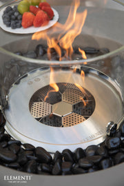 Detail van de ethanolbrander en vlam van de Elementi Roca