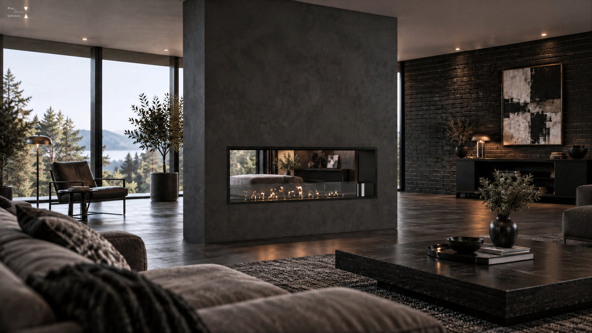 Wild Flame Fame bio-ethanol doorkijkhaard enkel volle glas 140 cm – detailfoto