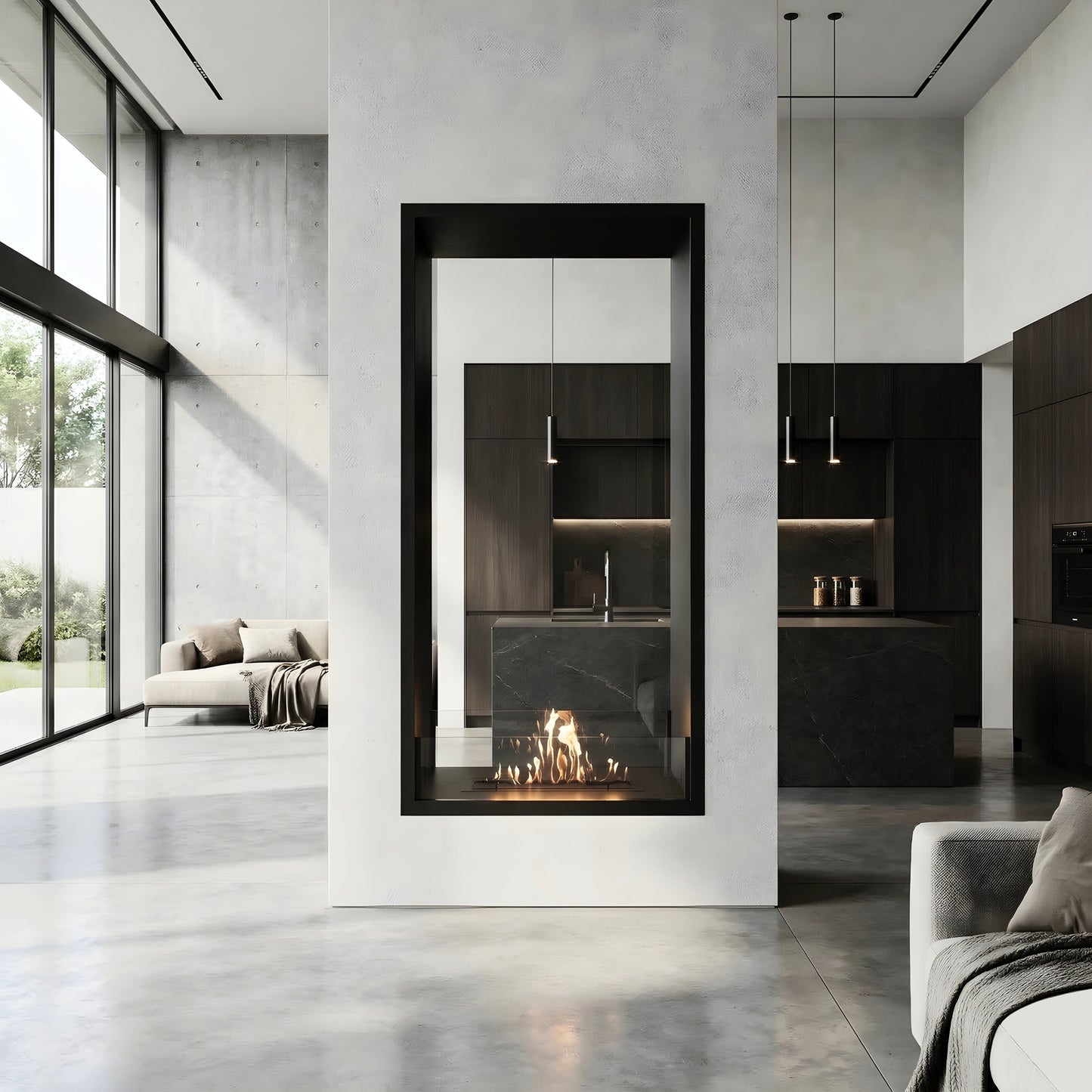 Verticale bio-ethanol doorkijkhaard Fame 80 x 140 cm