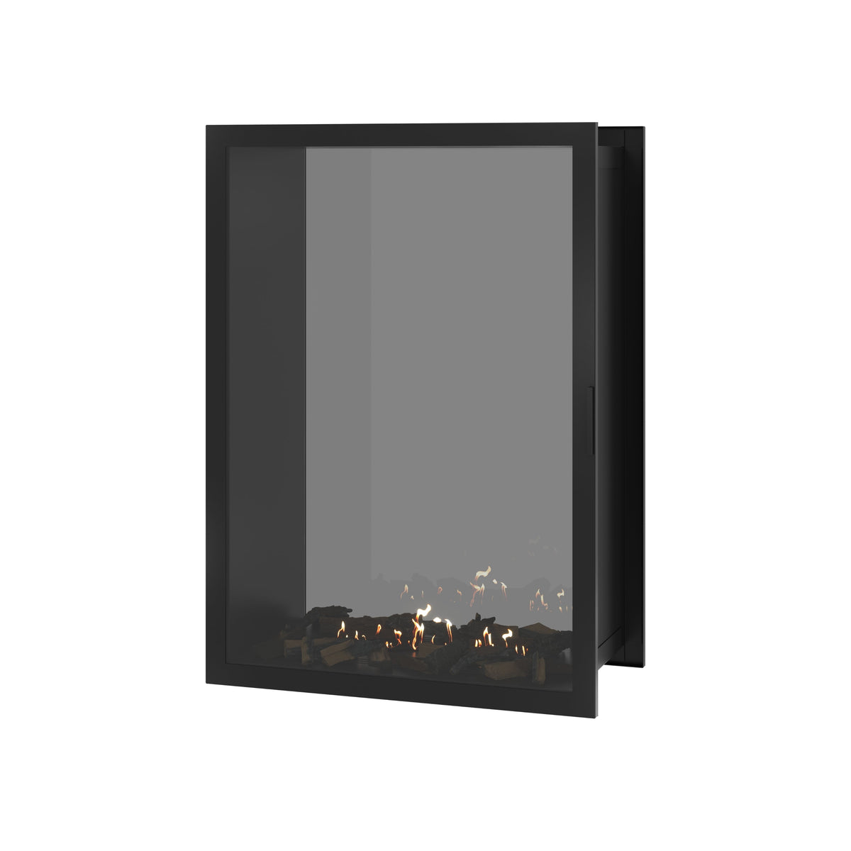 Wild Flame Fame verticale bio-ethanol doorkijkhaard met volle glas 100 x 100 cm – sfeerfoto
