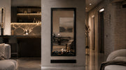 Wild Flame Fame verticale bio-ethanol doorkijkhaard met volle glas 100 x 100 cm – sfeerfoto