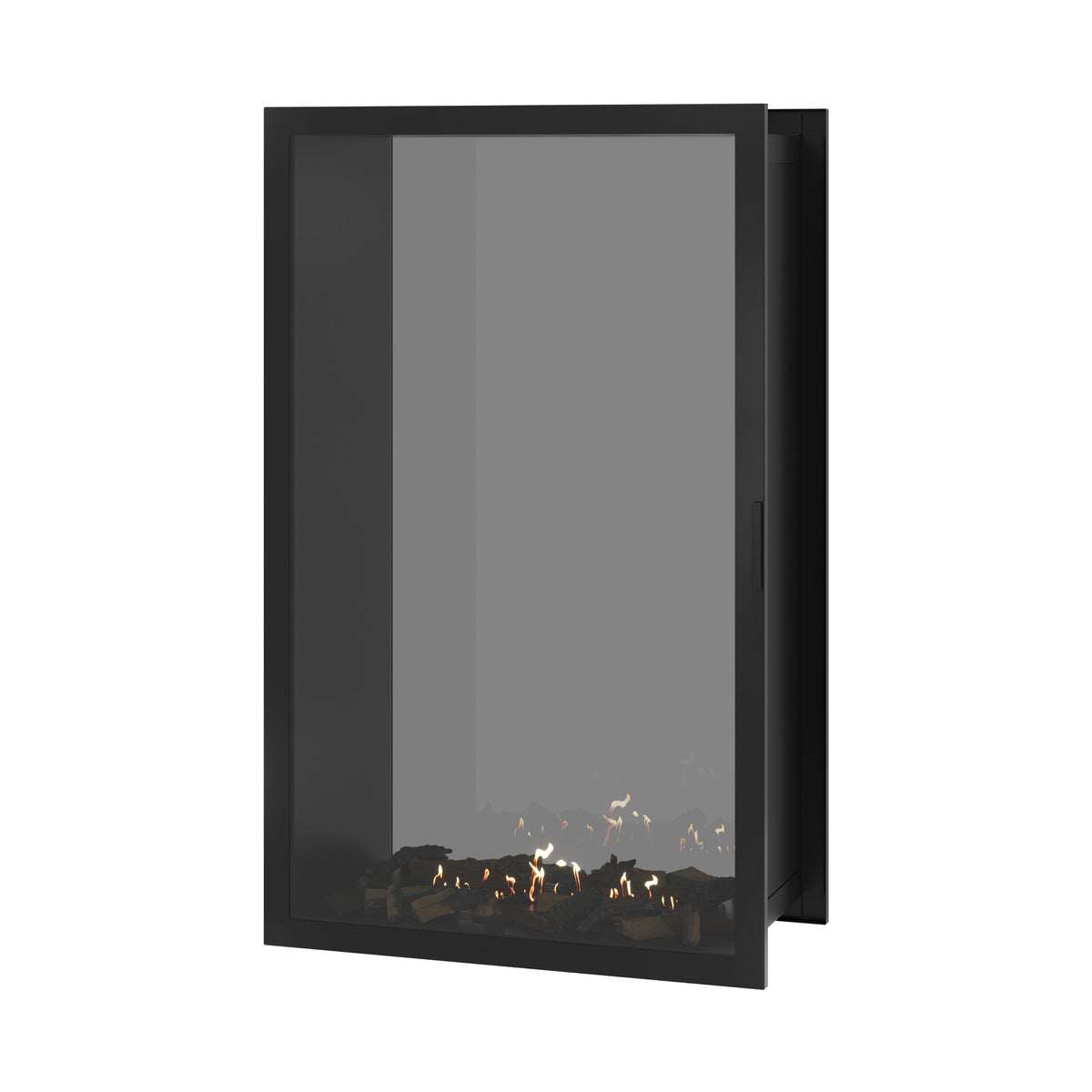 Wild Flame Fame verticale bio-ethanol doorkijkhaard met volle glas 100 x 140 cm – sfeerfoto