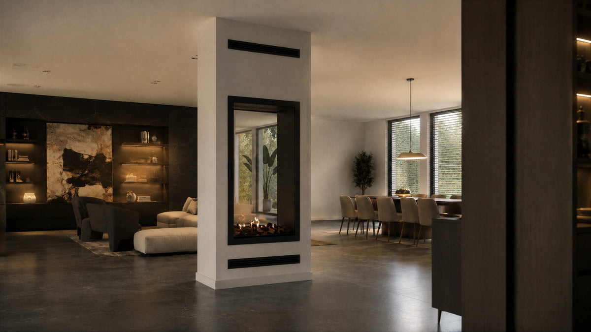 Wild Flame Fame verticale bio-ethanol doorkijkhaard met volle glas 100 x 160 cm – detailfoto