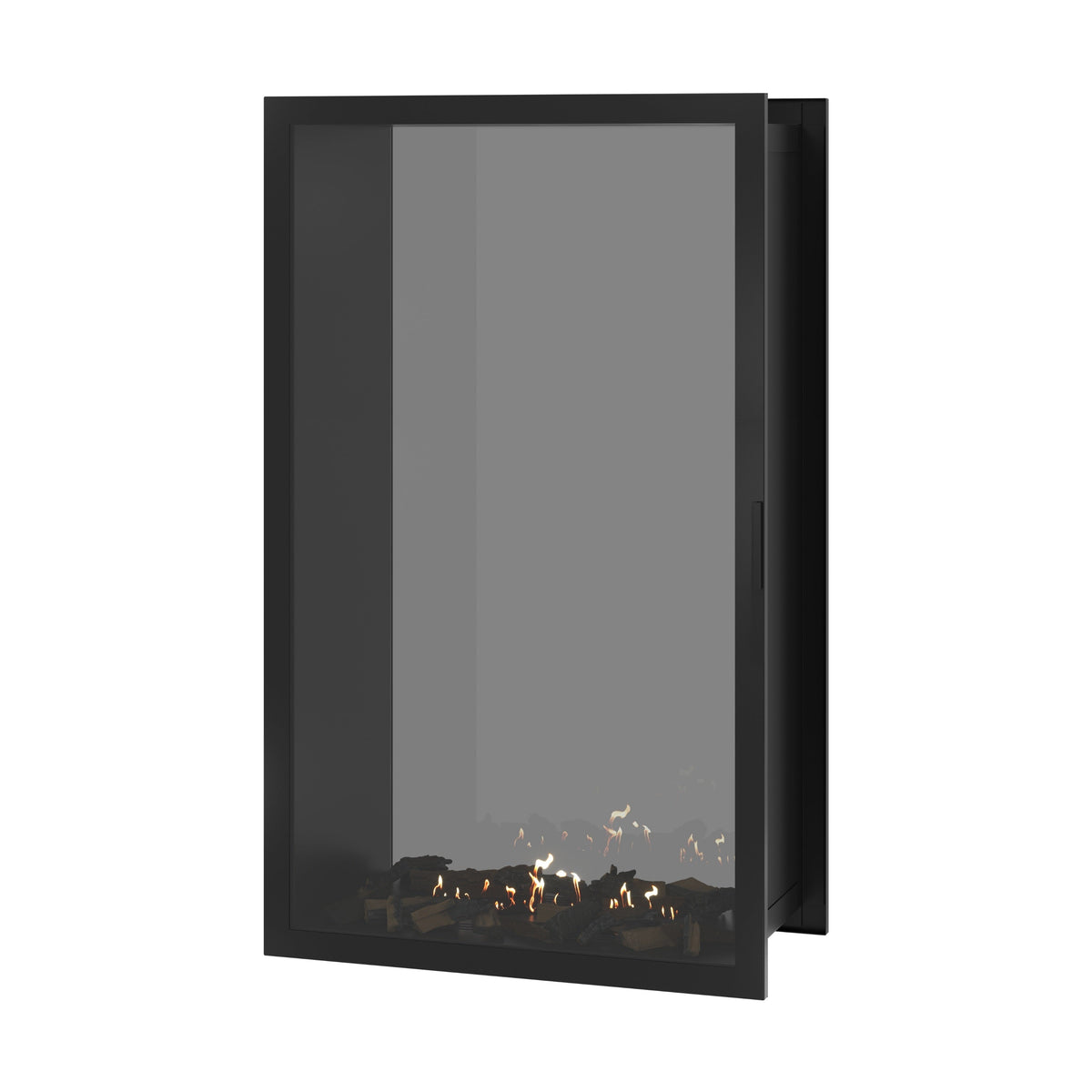 Wild Flame Fame verticale bio-ethanol doorkijkhaard met volle glas 100 x 160 cm – sfeerfoto