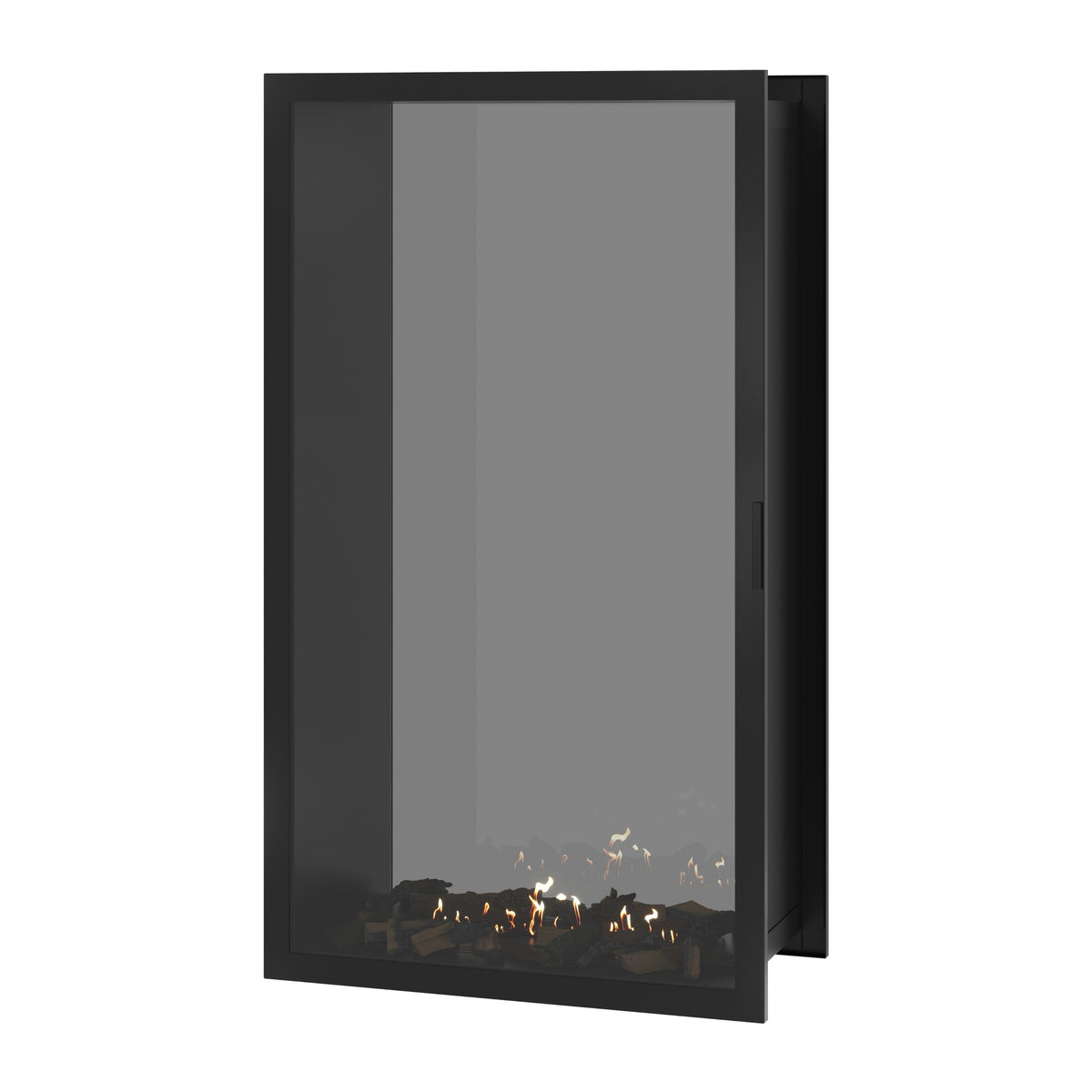 Wild Flame Fame verticale bio-ethanol doorkijkhaard met volle glas 100 x 180 cm – sfeerfoto