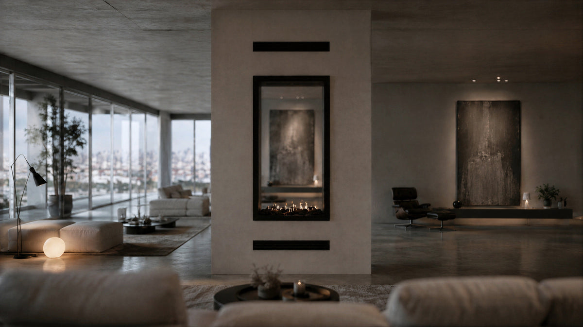 Wild Flame Fame verticale bio-ethanol doorkijkhaard met volle glas 60 x 200 cm – detailfoto