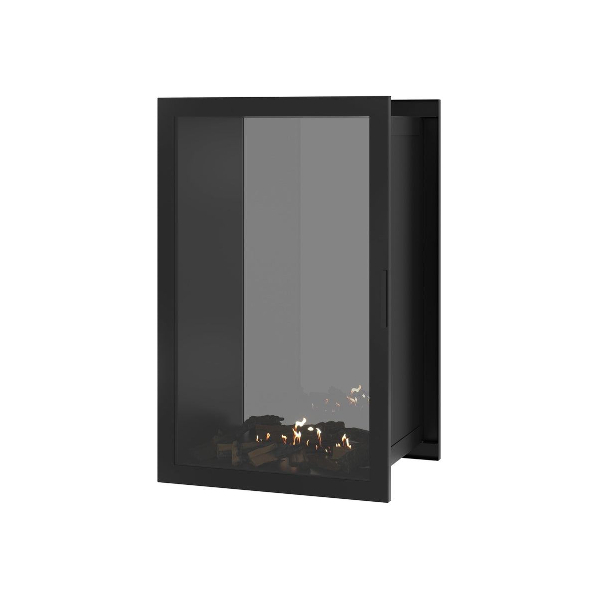 Wild Flame Fame verticale bio-ethanol doorkijkhaard met volle glas 70 x 100 cm – sfeerfoto