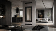 Wild Flame Fame verticale bio-ethanol doorkijkhaard met volle glas 70 x 120 cm – sfeerfoto