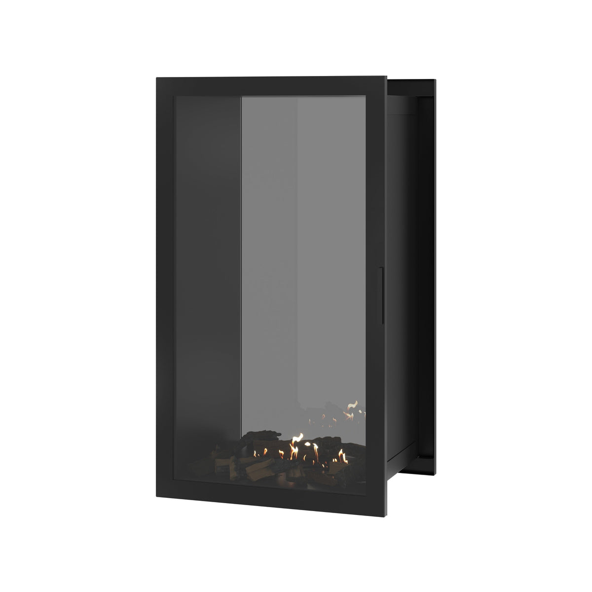 Wild Flame Fame verticale bio-ethanol doorkijkhaard met volle glas 70 x 120 cm – sfeerfoto