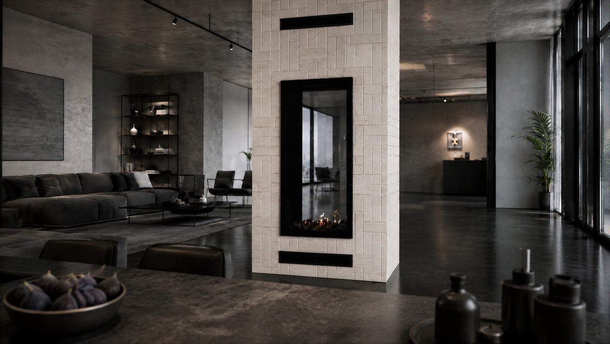 Wild Flame Fame verticale bio-ethanol doorkijkhaard met volle glas 70 x 140 cm – detailfoto