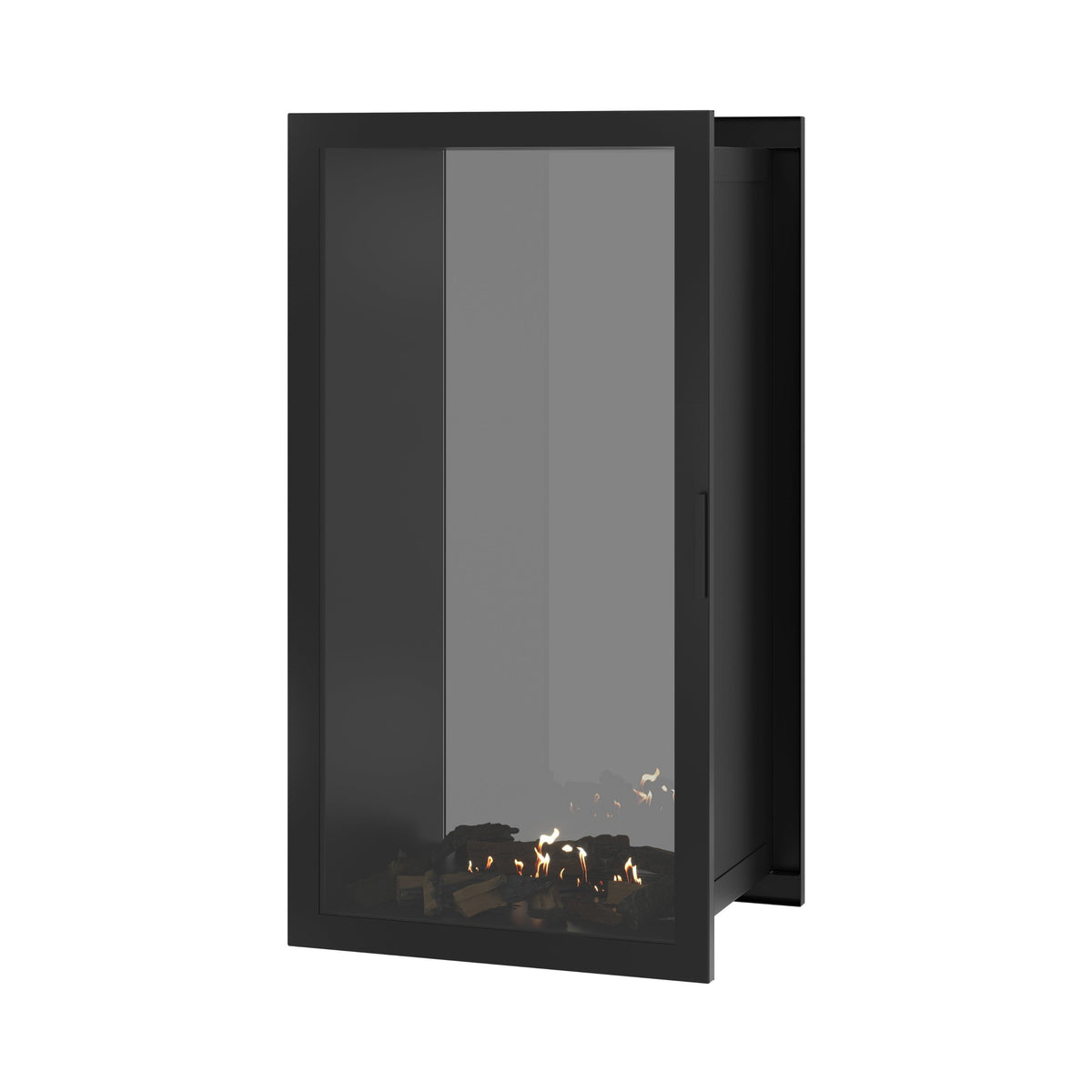 Wild Flame Fame verticale bio-ethanol doorkijkhaard met volle glas 70 x 140 cm – sfeerfoto