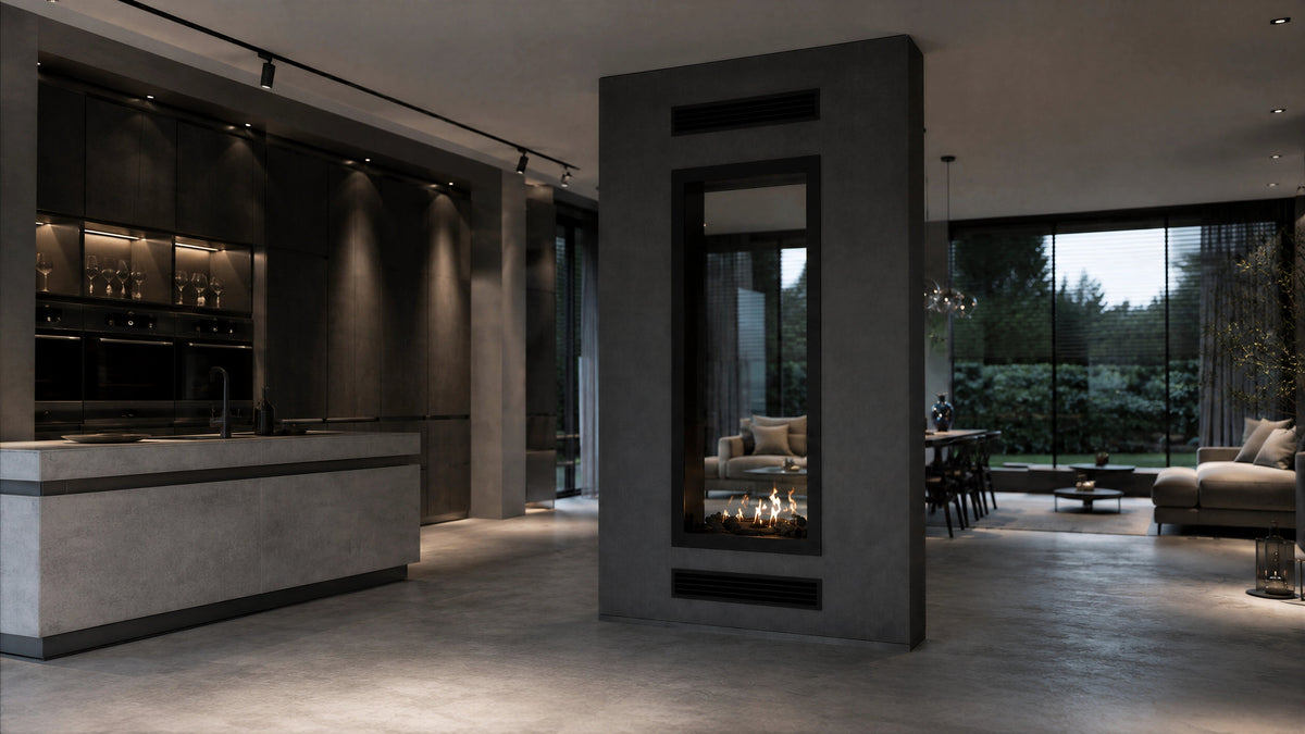 Wild Flame Fame verticale bio-ethanol doorkijkhaard met volle glas 70 x 160 cm – detailfoto