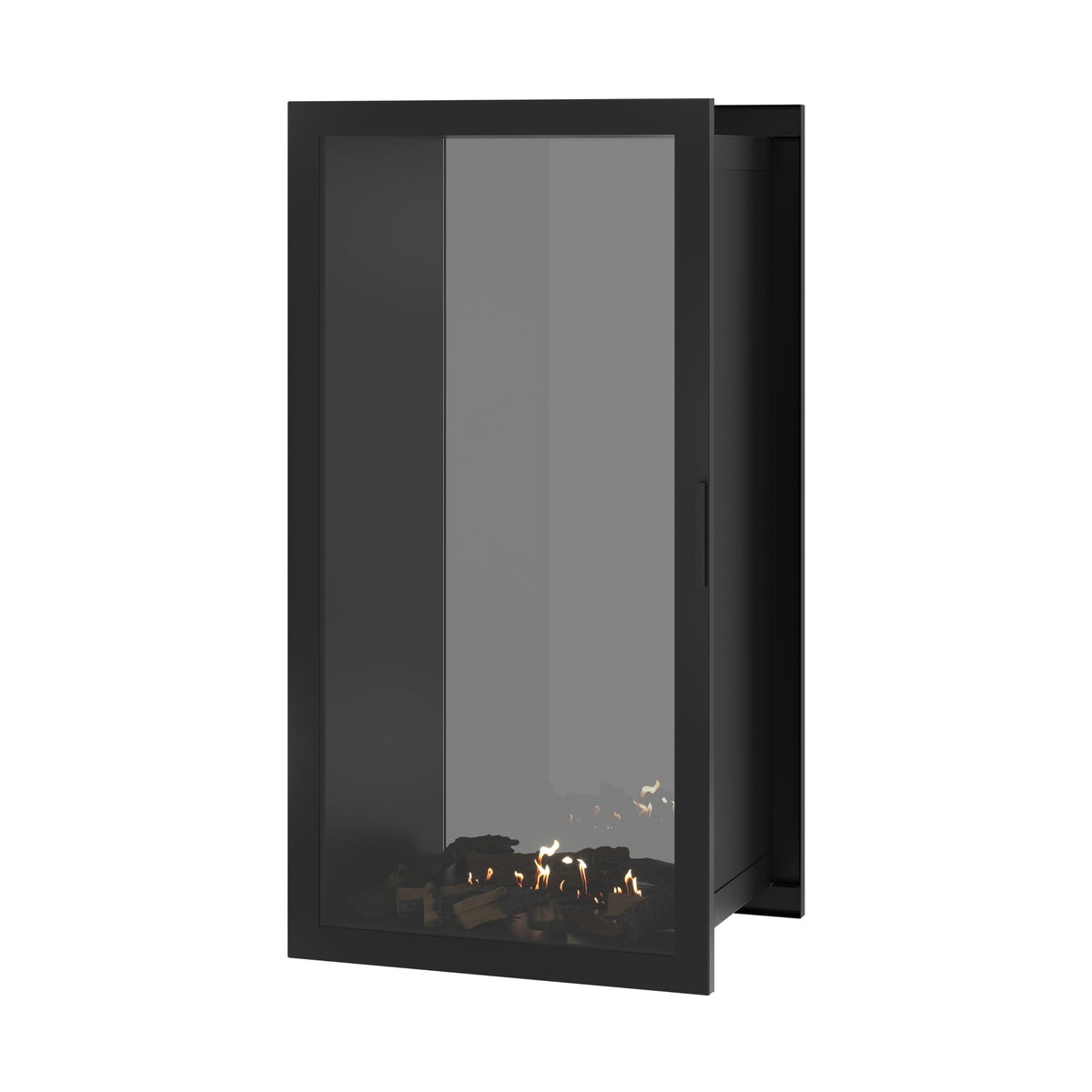 Wild Flame Fame verticale bio-ethanol doorkijkhaard met volle glas 70 x 160 cm – sfeerfoto