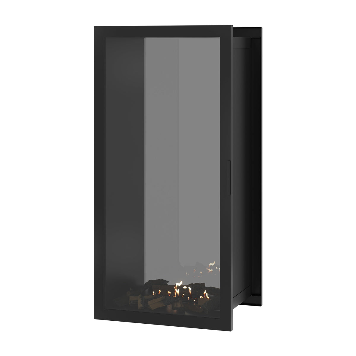 Wild Flame Fame verticale bio-ethanol doorkijkhaard met volle glas 70 x 180 cm – sfeerfoto