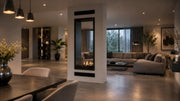 Wild Flame Fame verticale bio-ethanol doorkijkhaard met volle glas 70 x 180 cm – sfeerfoto