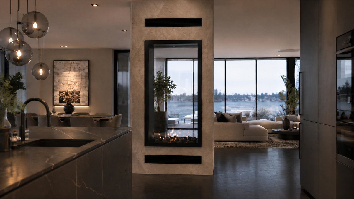 Wild Flame Fame verticale bio-ethanol doorkijkhaard met volle glas 70 x 200 cm – detailfoto