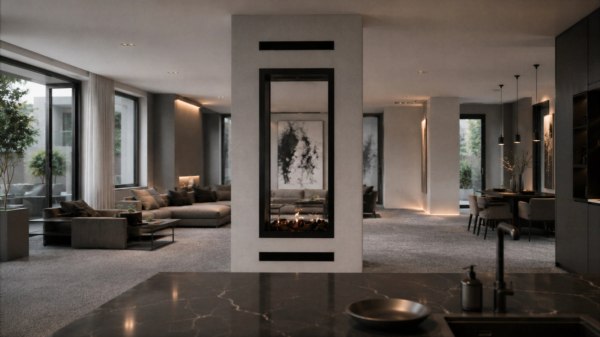 Wild Flame Fame verticale bio-ethanol doorkijkhaard met volle glas 80 x 100 cm – detailfoto