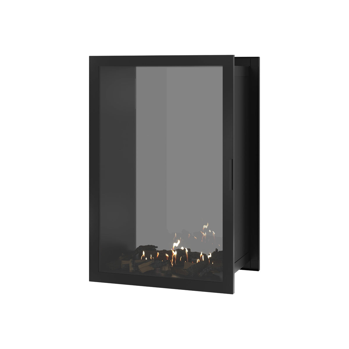 Wild Flame Fame verticale bio-ethanol doorkijkhaard met volle glas 80 x 100 cm – sfeerfoto