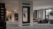 Wild Flame Fame verticale bio-ethanol doorkijkhaard met volle glas 80 x 100 cm – sfeerfoto