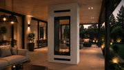 Wild Flame Fame verticale bio-ethanol doorkijkhaard met volle glas 80 x 120 cm – sfeerfoto