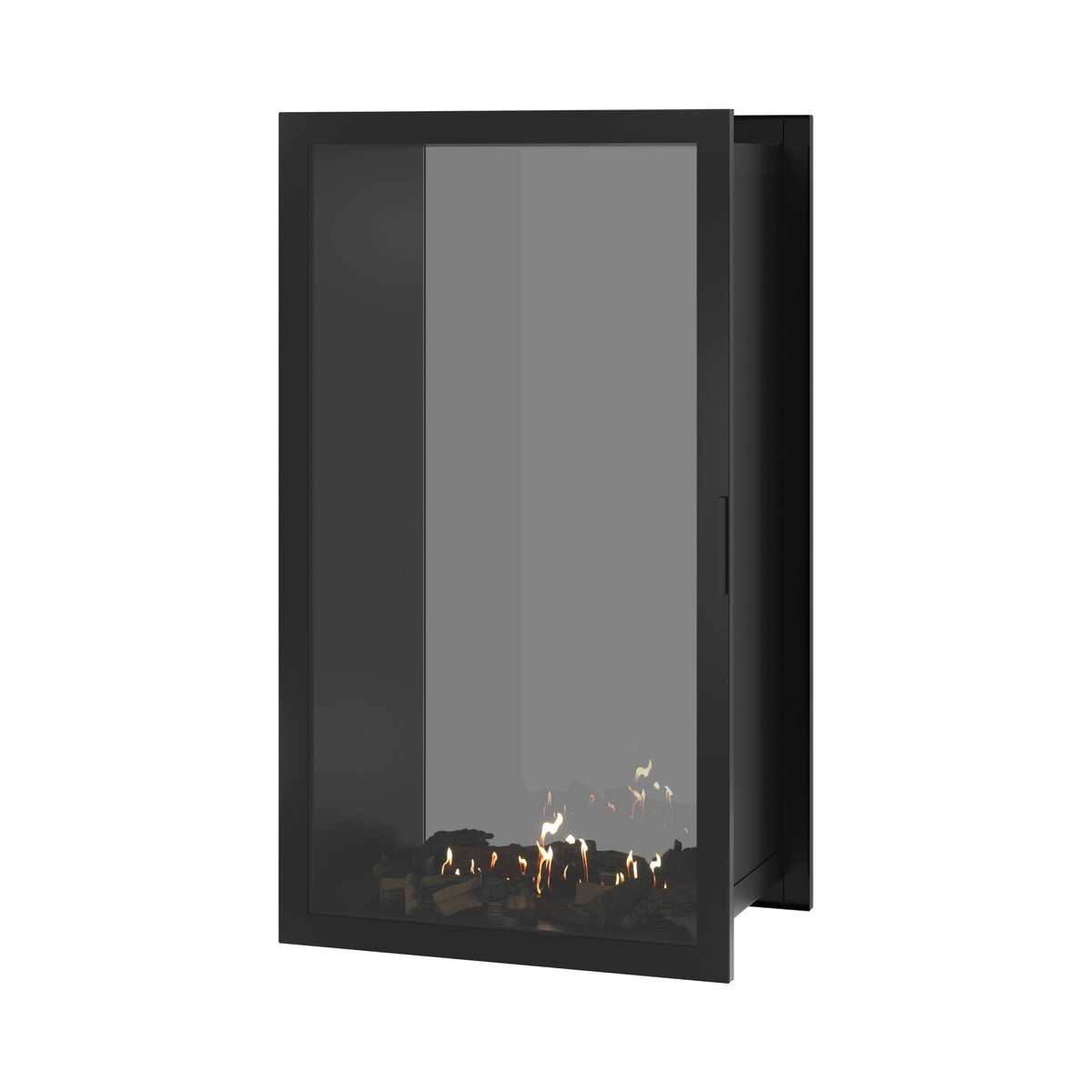 Wild Flame Fame verticale bio-ethanol doorkijkhaard met volle glas 80 x 140 cm – sfeerfoto