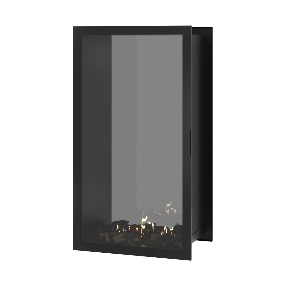 Wild Flame Fame verticale bio-ethanol doorkijkhaard met volle glas 80 x 160 cm – sfeerfoto