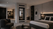Wild Flame Fame verticale bio-ethanol doorkijkhaard met volle glas 80 x 180 cm – sfeerfoto