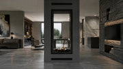 Wild Flame Fame verticale bio-ethanol doorkijkhaard met volle glas 90 x 100 cm – sfeerfoto