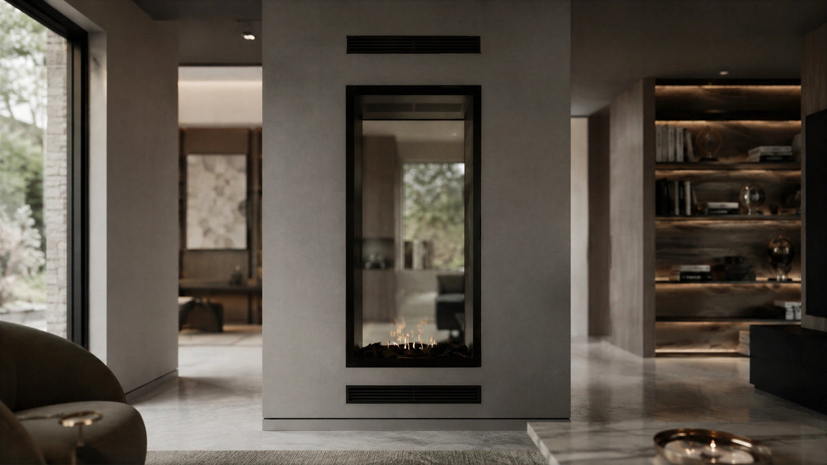 Wild Flame Fame verticale bio-ethanol doorkijkhaard met volle glas 90 x 120 cm – detailfoto