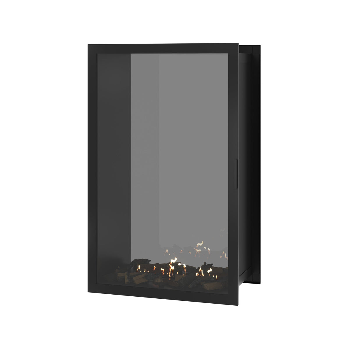 Wild Flame Fame verticale bio-ethanol doorkijkhaard met volle glas 90 x 120 cm – sfeerfoto