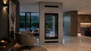 Wild Flame Fame verticale bio-ethanol doorkijkhaard met volle glas 90 x 140 cm – sfeerfoto