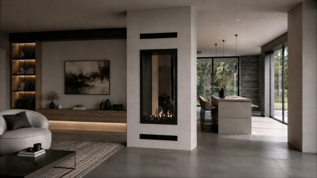 Wild Flame Fame verticale bio-ethanol doorkijkhaard met volle glas 90 x 160 cm – detailfoto