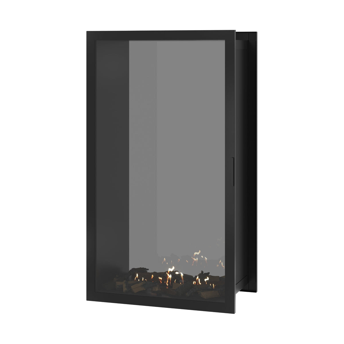 Wild Flame Fame verticale bio-ethanol doorkijkhaard met volle glas 90 x 160 cm – sfeerfoto