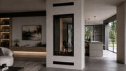 Wild Flame Fame verticale bio-ethanol doorkijkhaard met volle glas 90 x 160 cm – sfeerfoto