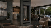 Wild Flame Fame verticale bio-ethanol doorkijkhaard met volle glas 90 x 180 cm – sfeerfoto